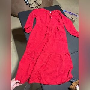 Old Navy Red Textured Midi Dress